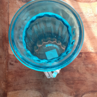 ваза стъклена синя дизайнерска качествена висока 30 см, снимка 4 - Вази - 44921955