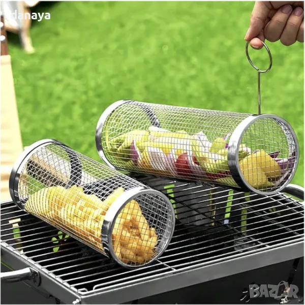 5350 Цилиндрична кошница за барбекю скара за зеленчуци, снимка 1