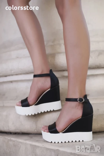 Сандали на платформа - черна кожа - K200

, снимка 1
