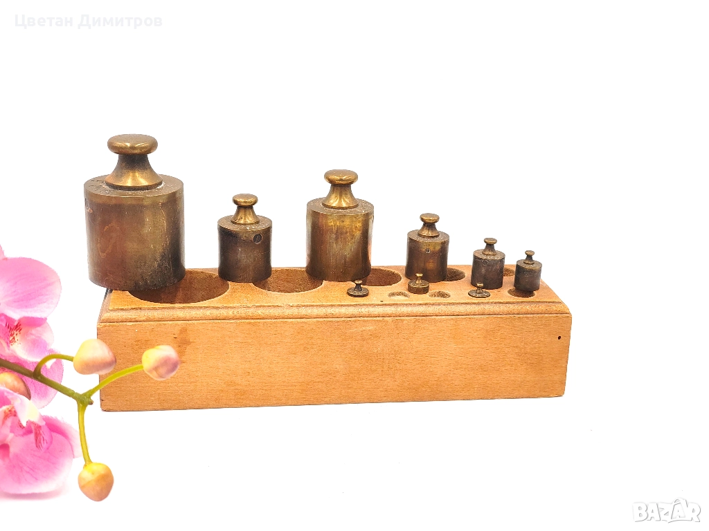 Пълен комплект антикварни бронзови тежести /теглилки - грамове, снимка 1
