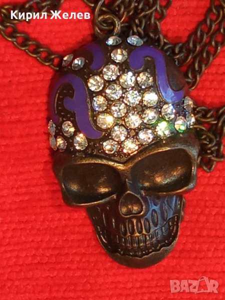 ЕМАЙЛИРАН ИНКРУСТИРАН с ЦИРКОНИ НЕО - ГОТИКА СТИЛ ПИРАТСКИ МЕДАЛЬОН МЕСИНГ 3322, снимка 1