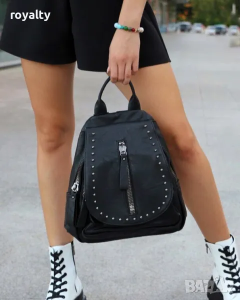 Дамска раница - черна кожа, снимка 1