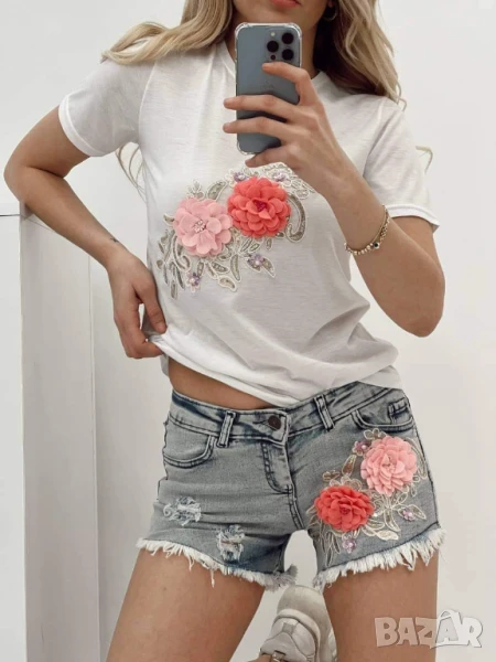 Дамски комплект Блуза и дънкови панталонки на едро, снимка 1