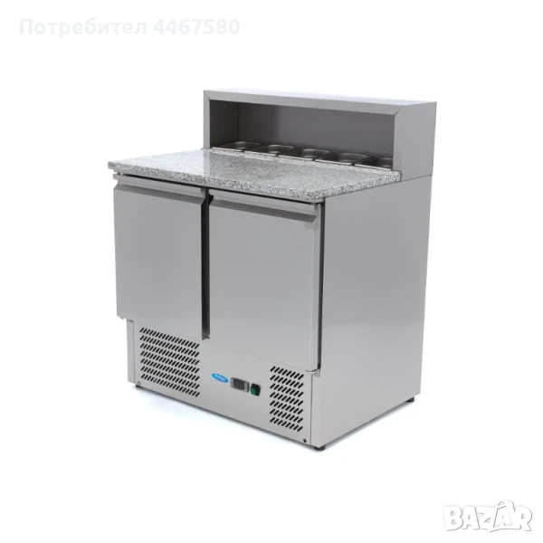 Професионална хладилна маса с GN витрина – 285 литра, 0°C до +10°C, 5 контейнера GN 1/6, снимка 1