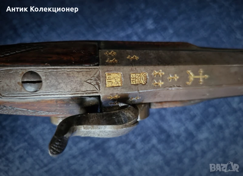 Капсулна пушка, с антикварна испанска цев от 1720–1730 гг, снимка 1
