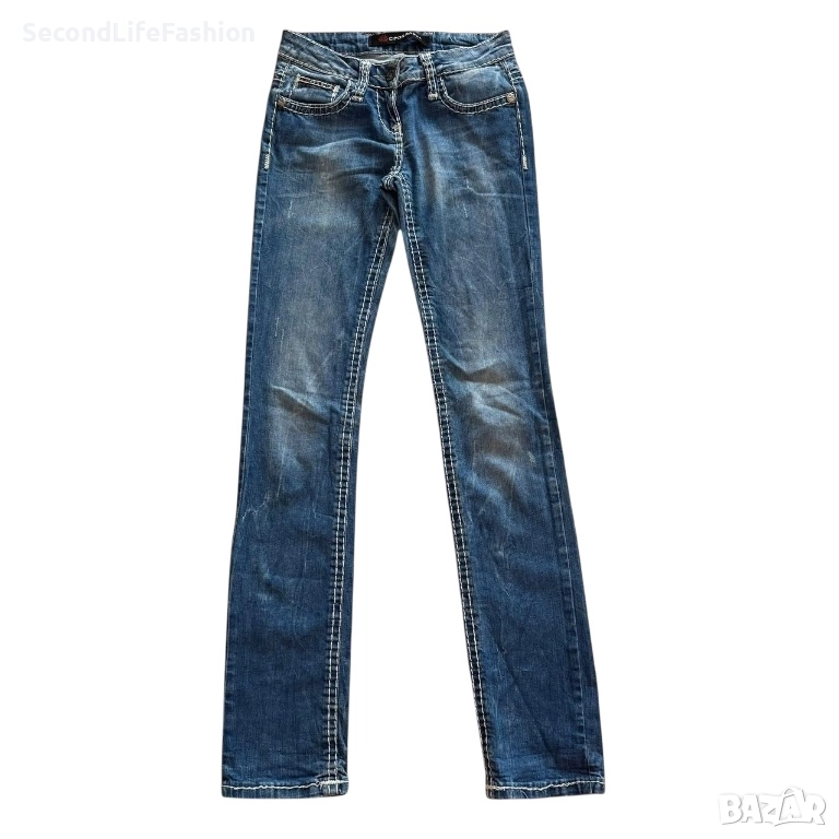 Дамски тесни дънки Cipo & Baxx с ниска талия, размер 25/34, синьо-избелели, снимка 1