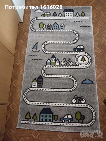 Детски образователен килим с улици,цифри,картинки и фигури на Paco Home., снимка 1