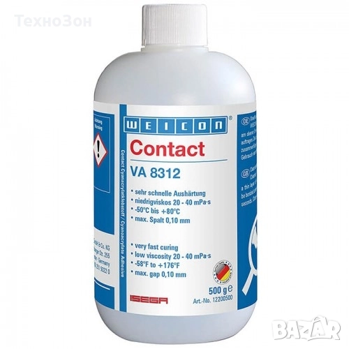 Лепило за каучук и пластмаса Weicon цианкрилатно секундно 12 г, безцветно, VA 8312 , снимка 1