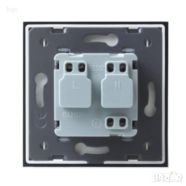 Контакт Welaik A18ES, Единичен, Със стъклена рамка, Сив, снимка 1