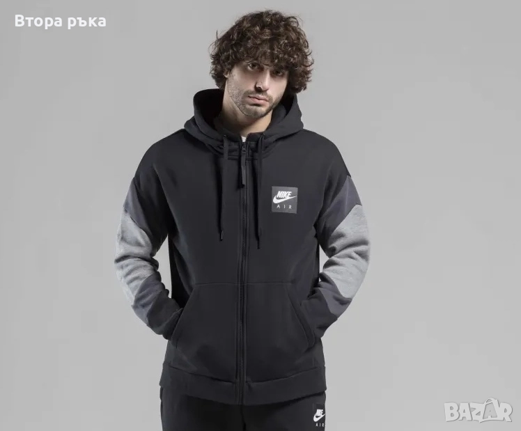МЪЖКО ГОРНИЩЕ NIKE NSW NIKE AIR HOODIE FZ FLC BLACK оригинален , снимка 1