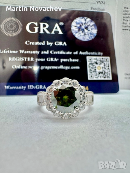 Сребърен пръстен с мойсанит (Диамант) 2 карата, снимка 1