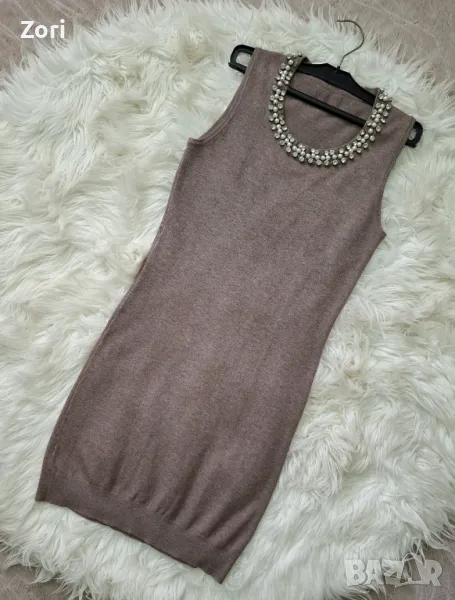 Къса рокля по тялото в цвят визон , снимка 1