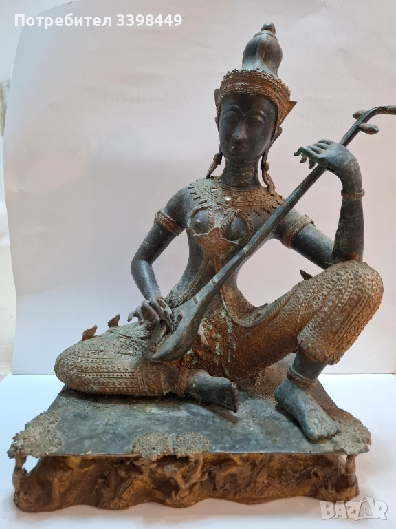  Винтидж позлатена бронзова статуя на тайландски принц , снимка 1