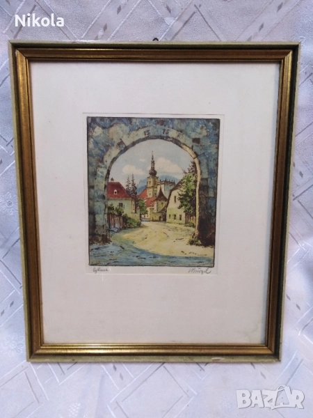 Оригинален цветен офорт на Лудвиг Бюргел, снимка 1