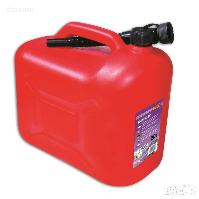 Пластмасова туба за гориво 20L с фуния и гъвкав накрайник, снимка 1