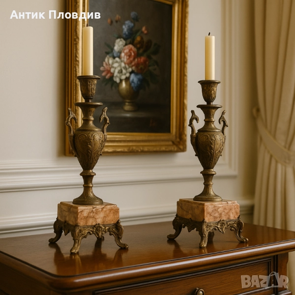 Антикварни свещници от XIX век, снимка 1