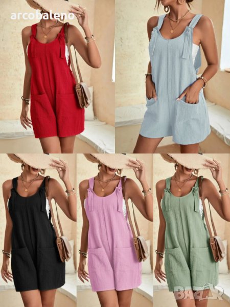 Едноцветен дамски гащеризон с джобове, 5цвята, снимка 1