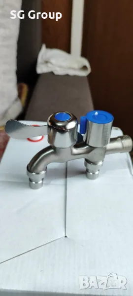 Двоен кран стомана 1/2, снимка 1