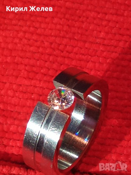 ПРЪСТЕН БЛАГОРОДНА НЕРЪЖДАЕМА СТОМАНА със СКЪПОЦЕНЕН ЦИРКОН АРТ ХАЛКА 20625, снимка 1