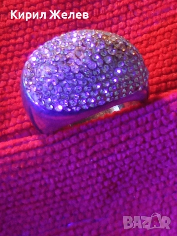 Прекрасен скъпоценен сребърен пръстен с ювелирно инкрустирани кристали тип бомбе 51821, снимка 15 - Пръстени - 52925179