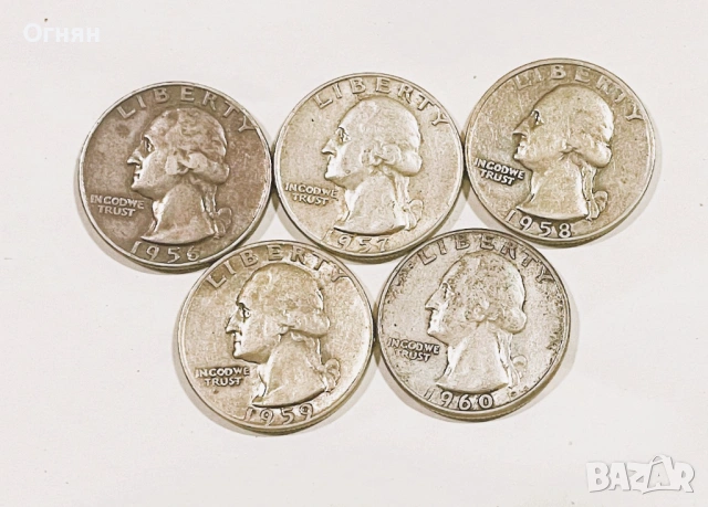 1/4 quarter долар, сребро 1956-1964, снимка 14 - Нумизматика и бонистика - 52001304