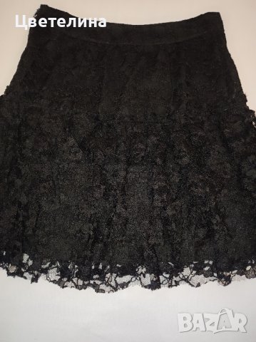 Дамска черна официална поличка с харбали H&M размер S 36 цена 10 лв., снимка 4 - Поли - 42634907