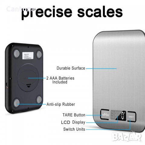 Електронна кухненска везна, капацитет 5 кг, метална платформа, снимка 4 - Електронни везни - 34355356