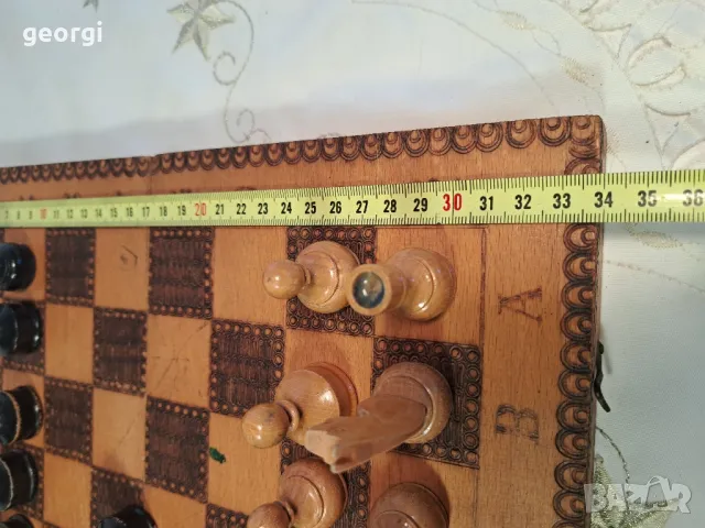 дървена кутия за шах и табла 25/5, снимка 6 - Шах и табла - 50331566