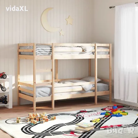 vidaXL Двуетажно легло без матрак 90x200 cm масивна дървесина бор, снимка 2 - Спални и легла - 56146960