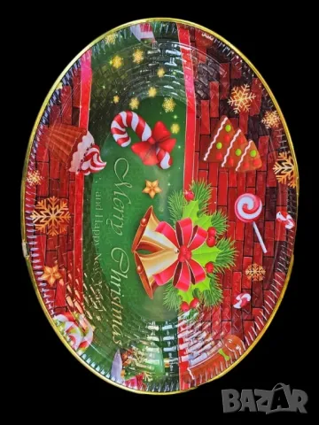 Пластмасова коледна чиния, плато , снимка 6 - Чинии - 48358603