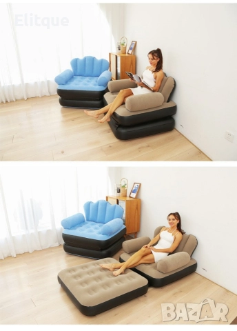 Надуваем фотьойл 5 в 1 SuperSofa - Пет вида комфорт в едно удобно решение, снимка 5 - Дивани и мека мебел - 52865549