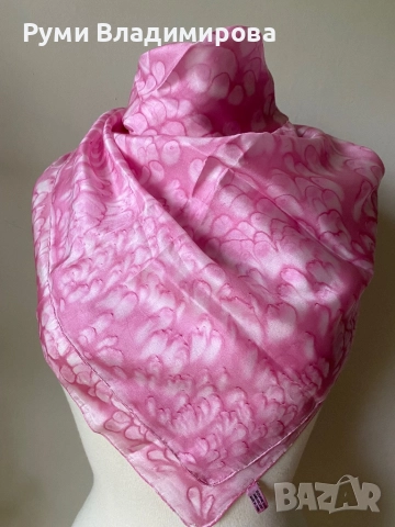 Квадратен шал/ кърпа за глава от коприна, сатен, вискоза, снимка 7 - Шалове - 52200212