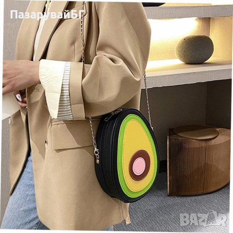 Малка чанта за през рамо Авокадо, с ципове и дръжка синджир, снимка 2 - Чанти - 44303390