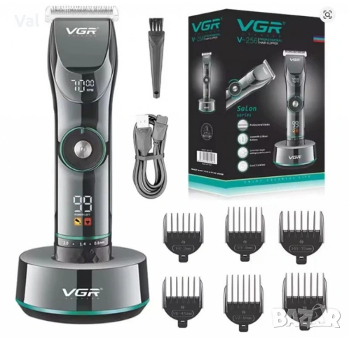 Професионална акумулаторна машинка за подстригване VGR V-256 с LCD дисплей, регулируема скорост , снимка 2 - Машинки за подстригване - 53761344