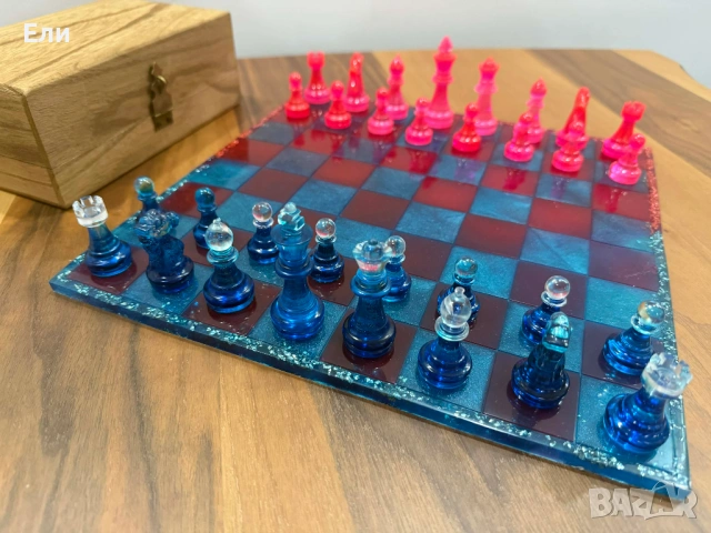 Ръчно изработен шах комплект - огън и лед, снимка 11 - Шах и табла - 53541288