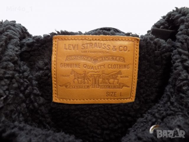 яке levis sherpa горнище палто джинсово оригинално мъжко зимно черно L, снимка 4 - Якета - 39803181