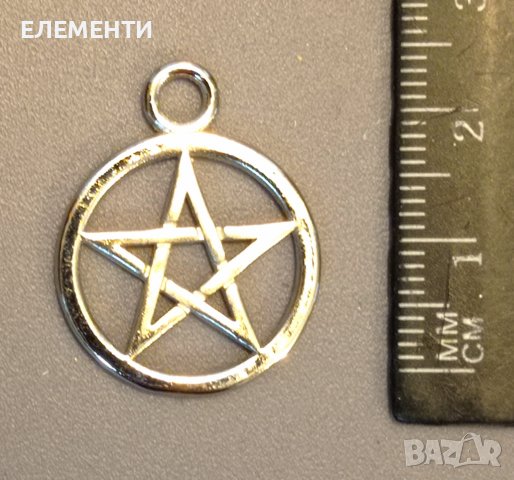 Метален Елемент / Медальон - ПЕНТАГРАМ, снимка 3 - Колиета, медальони, синджири - 39010627