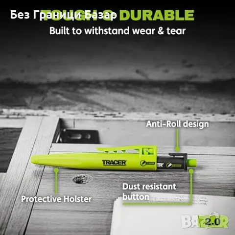 Нов Метален строителен молив Tracer Pencil 2.0 за дърво метал плочки с 12 графита и кобур, снимка 8 - Други инструменти - 55943396