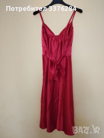 Червена сатенена рокля , снимка 10 - Рокли - 39902744