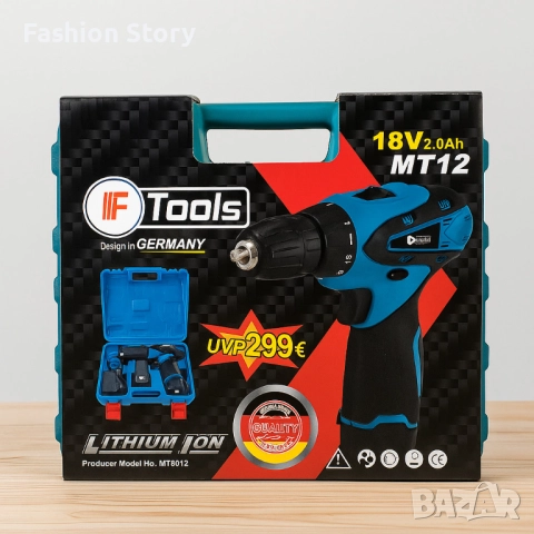 Акумулаторна бормашина/винтоверт IF Tools MT12 – 18V, 2 батерии, куфар, снимка 4 - Куфари с инструменти - 51795480