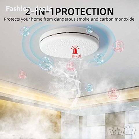 Нов Комбиниран детектор за дим и въглероден оксид 2 в 1/Аларма за пожар Дом, снимка 5 - Други стоки за дома - 41260709