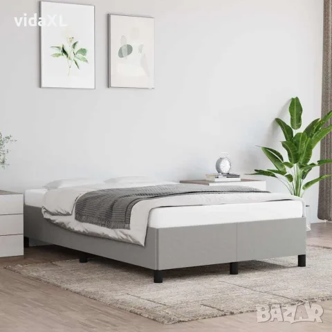vidaXL Рамка за легло без матрак, светлосива, 120x200 см, плат, снимка 2 - Спални и легла - 56147204