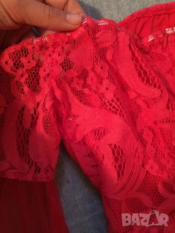 Елегантна червена дантелена рокля , снимка 11 - Рокли - 38035901