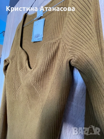 Дамска Блуза рипс цвят каки, снимка 2 - Блузи с дълъг ръкав и пуловери - 53056579