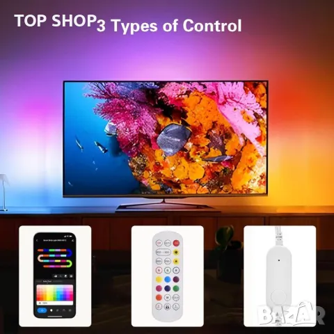 RGB+IC 3m, неонова LED лента с дистанционно управление, управление с приложение, DC24V, снимка 3 - Лед осветление - 49566533