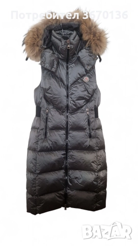 Moncler дълъг елек с качулка