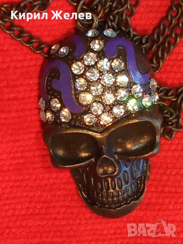 ЕМАЙЛИРАН ИНКРУСТИРАН с ЦИРКОНИ НЕО - ГОТИКА СТИЛ ПИРАТСКИ МЕДАЛЬОН МЕСИНГ 3322
