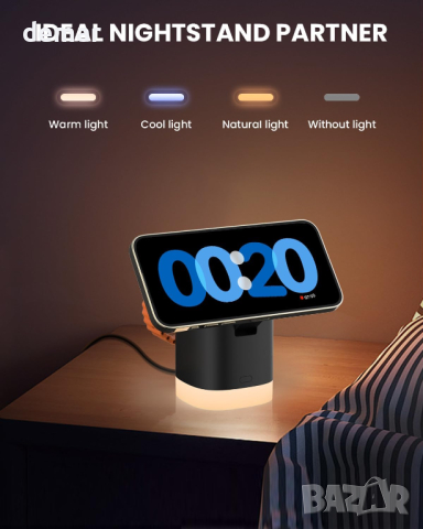 JoyGeek 3 в 1 магнитна безжична станция за зареждане 18W,съвместима с iPhone 15/14/13/12,Apple Watch, снимка 7 - Безжични зарядни - 44570247