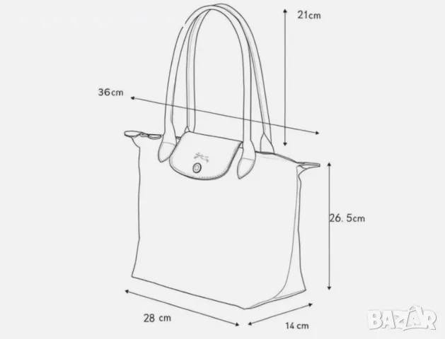 НОВА Longchamp Le Pliage – с етикети, М, дълги дръжки, снимка 15 - Чанти - 55797884