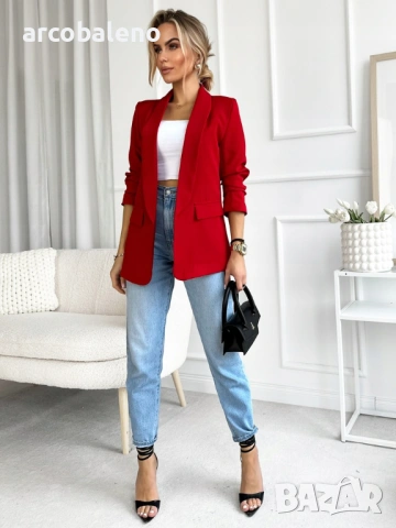 Елегантно дамско сако с драпирани ръкави, модерно и стилно, 10цвята , снимка 8 - Сака - 53245919